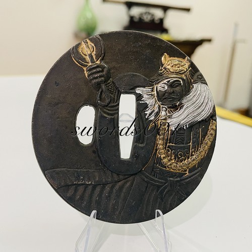 Samurai pattern alloy tsuba - samurai,