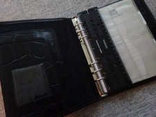A5 Microfile Planner Organiser Black Congo Croc Real Leather With Ruler &Maps