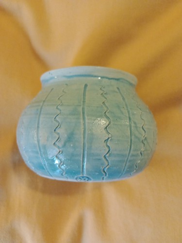 Studio pottery turquoise pot - pottery,
