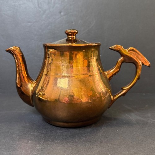 Vintage copper luster teapot - copper,