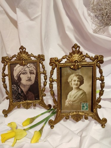 Pair vintage ornate gilt - pair, metal