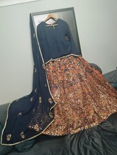 Indian Pakistani Wedding Lehnga Mirror Pasting Work Asian Outfit
