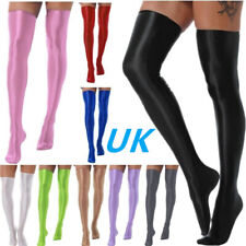 UK Women Shiny Thigh High Stocking Pantyhose Glossy Stay Up Silk Footed Socks