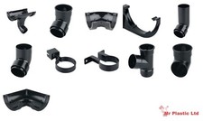 Osma 112mm Half Round Gutter & 68mm Round Down Pipe Fittings in Black 0T0