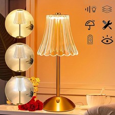 LED Crystal Table Lamps Gold Rechargeable Desk Lamps Vintage Petal Night Light