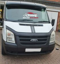 Set for FORD TRANSIT 2006-2013 MK7 Sun Visor and Bug Guard Solid Black Acrylic