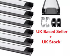 6x 1m Black U-Shape LED Aluminium Channel Profile Track Extrusion Diffuser Strip