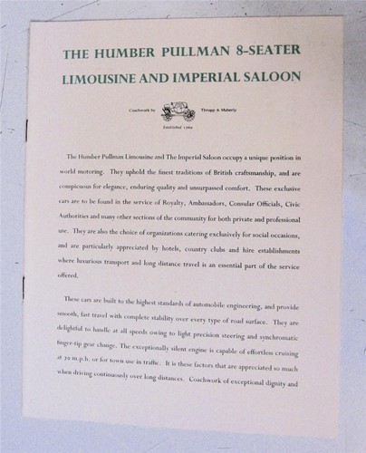 Humber pullman limousine - humber,