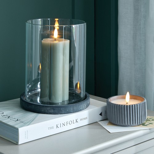 Large grey hurricane lantern - grey,