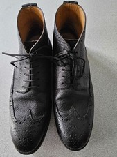 Charles Tyrwhitt Black Grained Leather Boots Size 9 Goodyear Welted