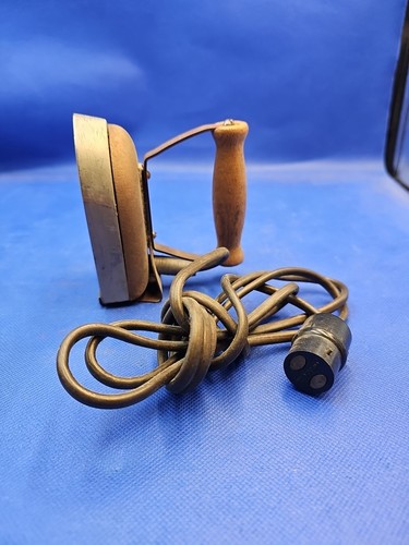 Vintage electric iron wooden - electric,