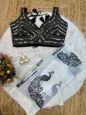 Beautiful Soft Georgette Digital Print Saree With Mirror Work Blouse 11-GP