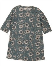 SEASALT CORNWALL Womens 3/4 Sleeve Tent Dress UK 14 Large Blue Floral AW04