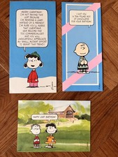 Vintage Snoopy/Peanuts Hallmark Used Greetings Cards Birthday Christmas x 3