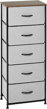 5 Drawer Tallboy Grey Fabric Foldable Drawers Tall Chest Dresser Steel Frame New