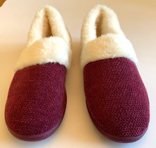 NUTMEG FUR LINED LADIES SLIPPERS WHITE BURGUNDY Size 5 Worn Once Cosy