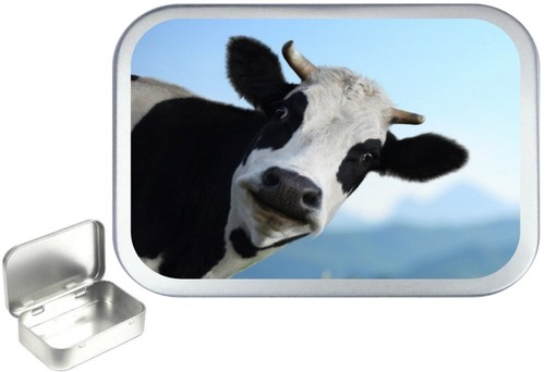 Cow 1oz silver hinged tobacco - cow,