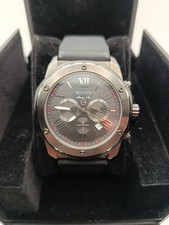 Bulova Marine Star 98B259 Chronograph Gunmetal Silicone Strap Mens Watch