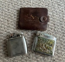Two Vintage Lighters 1 x Ronson Viking + 1 x Rowena Gas Snip + Leather Pouch