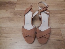 Ladies Medium Brown 'Faith' Ankle Strap Open Toe Heeled Sandals - Size 7 (40)