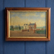 Antique Folk Art Painting Red