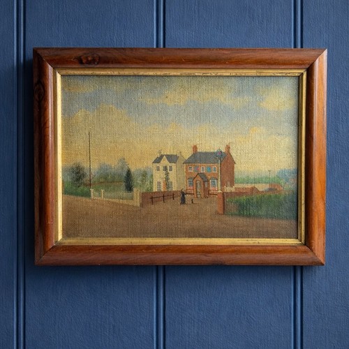 Antique folk art painting red - antique,