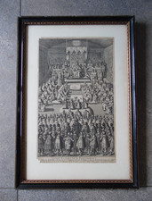 Portrait Queen Elizabeth l in Parliament. RARE 1682 Engraving