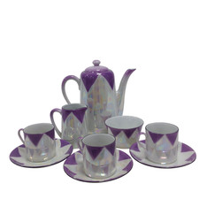 Vintage Victoria China Czechoslovakia Purple Lustre Tea Set Bundle Pre-Owned Set