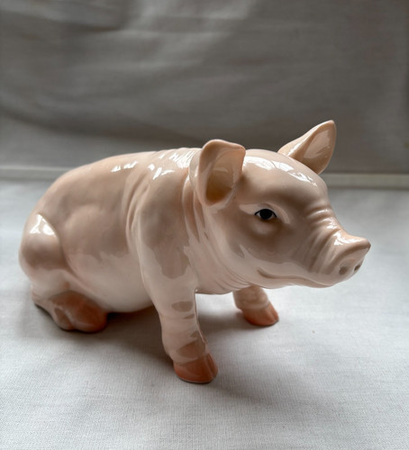 Vintage porcelain pink pig - porcelain,