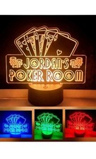 POKER Game Sign Personalised CUSTOM name Casino LED Neon Night light usb Plaque