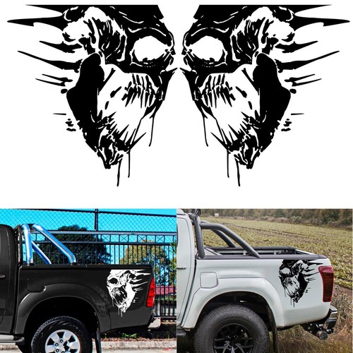 2pcs black skull - skull, sticker