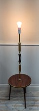Vintage 60s Style Floor Lamp With Integrated Table & Dansette Legs  Working Boho