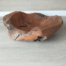 Large Wooden Bowl Rustic Handmade Carved Sculpture Chunky Wood