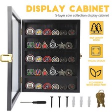 Challenge Coin Display Case Wood Military Coin Holder for 30 Medal Poker Chip
