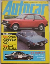Autocar 17/9/1977 featuring Jaguar XJ5.3C, Chrysler Sunbeam, Ford Granada