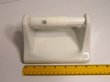 Vintage In Wall Ceramic Toilet Paper Holder Glossy WHITE With Roll Holder