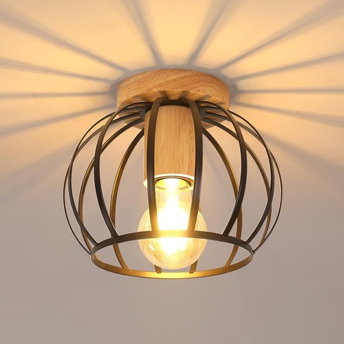 Industrial ceiling lamp wooden - lamp,