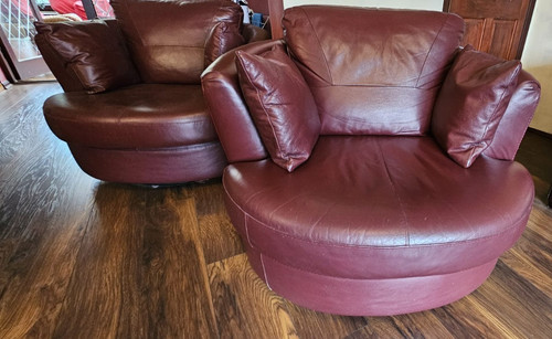 Leather swivel cuddle chairs - swivel,