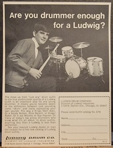1968 ludwig drum set print - 1968,