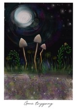 Liberty cap magic mushroom - Art print signed- A5 350gsm gold flecked paper