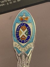 Antique Sterling Silver Enamel Art Crest Souvenir Tea Spoon Montreal 11cm