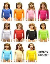 GIRL'S COTTON LONG SLEEVE LEOTARDS STRETCHY DANCE/GYM/BALLET SPORTS COLOUR&SIZES
