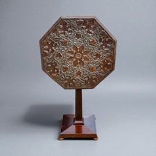 Antique Tilt Top Carved Oak Table 