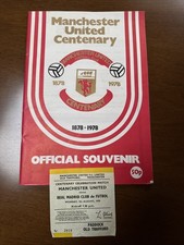 Manchester United Centenary Match Programme and Ticket Stub 1978 Man Utd