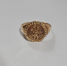 9ct Yellow Gold St Christopher Coin Ring, Size N