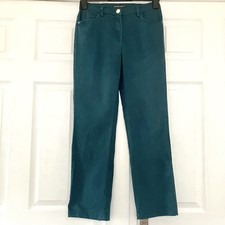 Bonmarche Sara Green Straight Leg Stretch Trousers Elastic Waist Size 10 Short