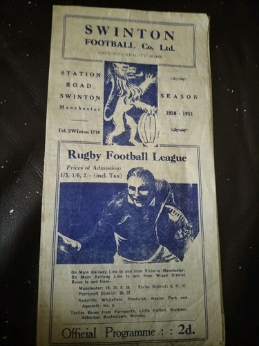 Vintage rugby league programme - league,