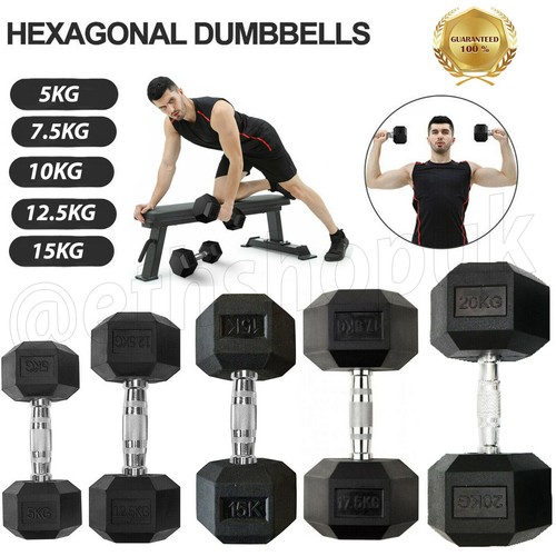 Hex dumbbells cast iron - hex, rubber