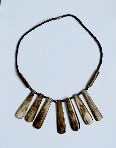 Bone tusk beaded statement - bone, bib