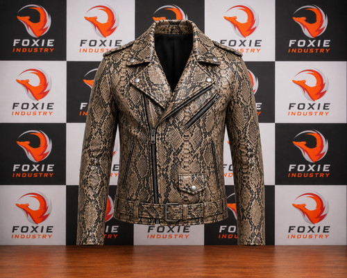 Men snakeskin print leather - snakeskin,